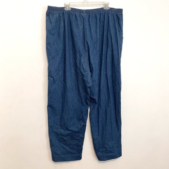 ALFRED DUNNER Plus Size Dark Wash Denim Chambray Elastic Waist Pull On Pants 24W - Picture 11 of 16